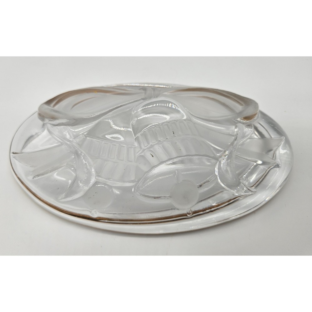 Mikasa Studio Nova Oval Glass Dish Gold Gilt Rim Bells And Ribbons Design 7" - Picture 9 of 11